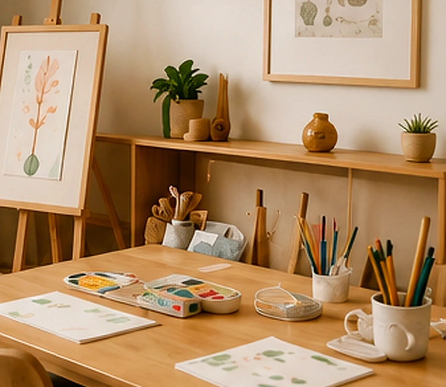 Creative materials prepared for hands-on learning