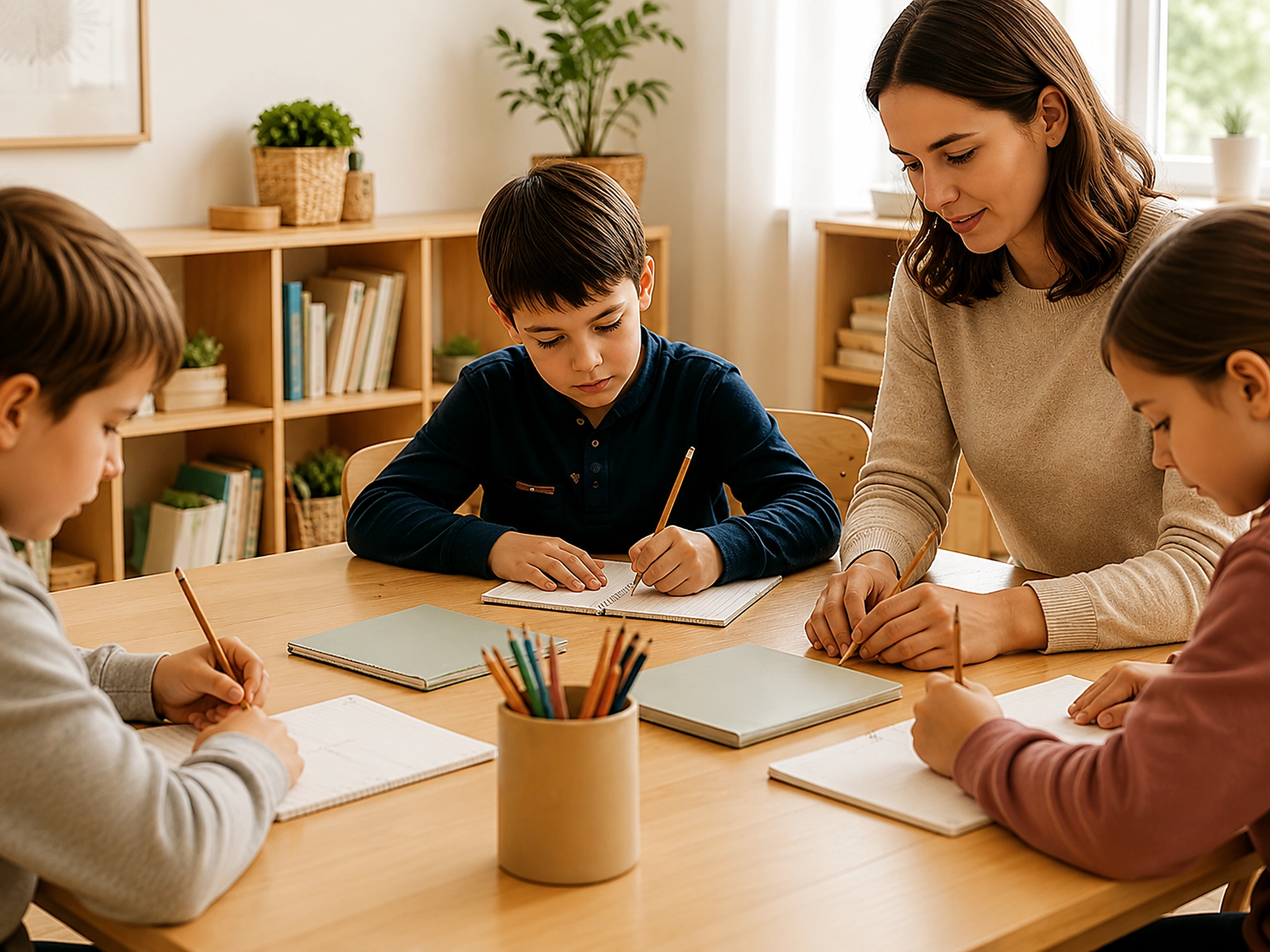 Teacher guiding communication in a small group